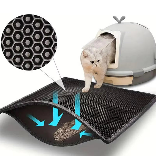 Waterproof Double-Layer Cat Litter Mat – Traps Litter and Keeps Your Home Clean – Cat Litter Box Accessory