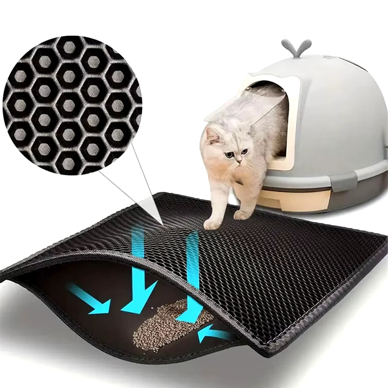 Waterproof Double-Layer Cat Litter Mat – Traps Litter and Keeps Your Home Clean – Cat Litter Box Accessory