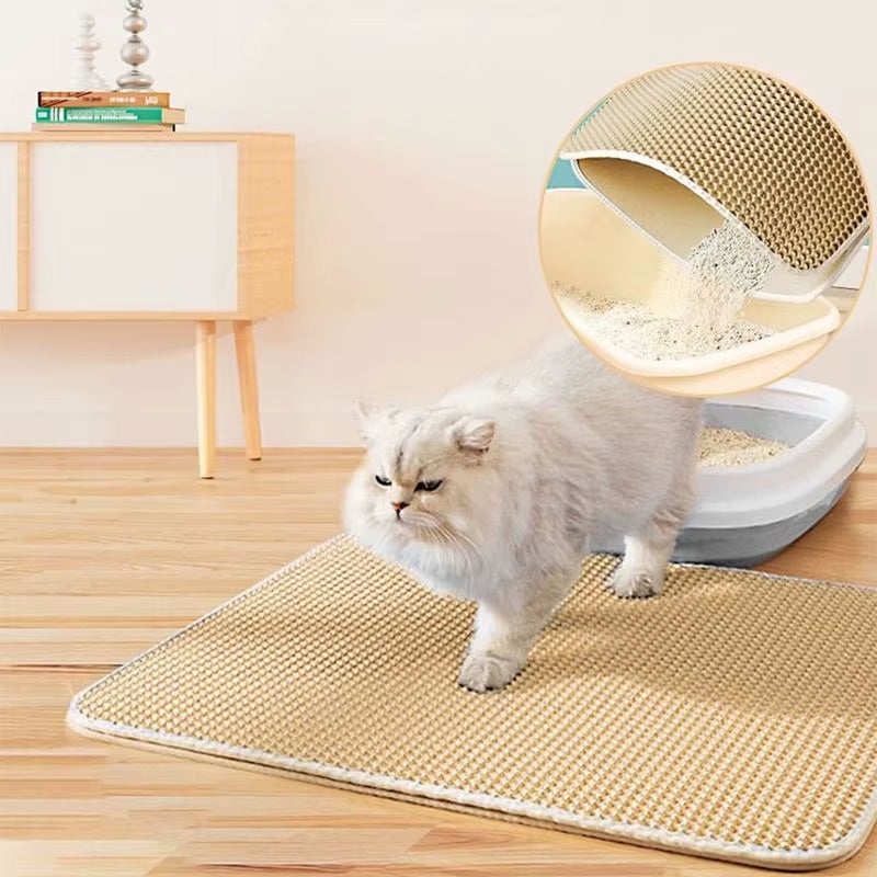 Waterproof Double-Layer Cat Litter Mat – Traps Litter and Keeps Your Home Clean – Cat Litter Box Accessory