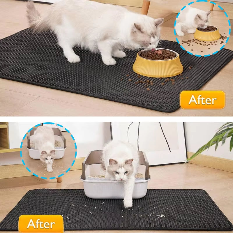 Waterproof Double-Layer Cat Litter Mat – Traps Litter and Keeps Your Home Clean – Cat Litter Box Accessory